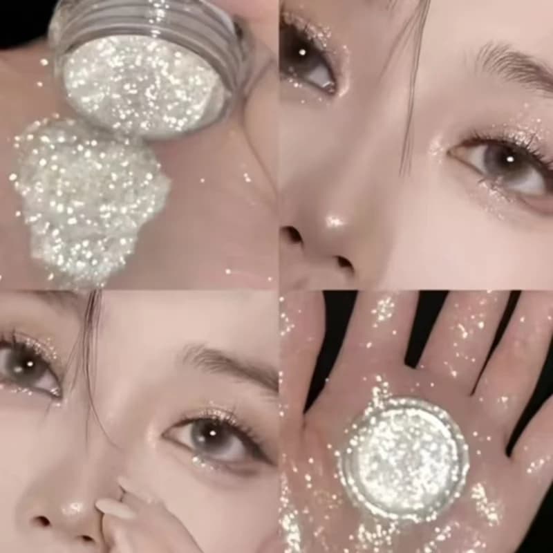 Evidenziatore illuminante glitter polvere prodotti per la decorazione del corpo flash argento bianco stile caldo glitter fini