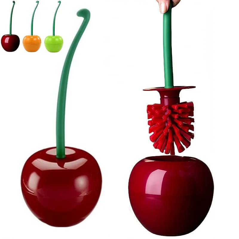 Red Toilet Brush Set, Cute Long Handle Toilet Brush with Detachable Brush Head and Handle, Bathroom Tool Cleaning