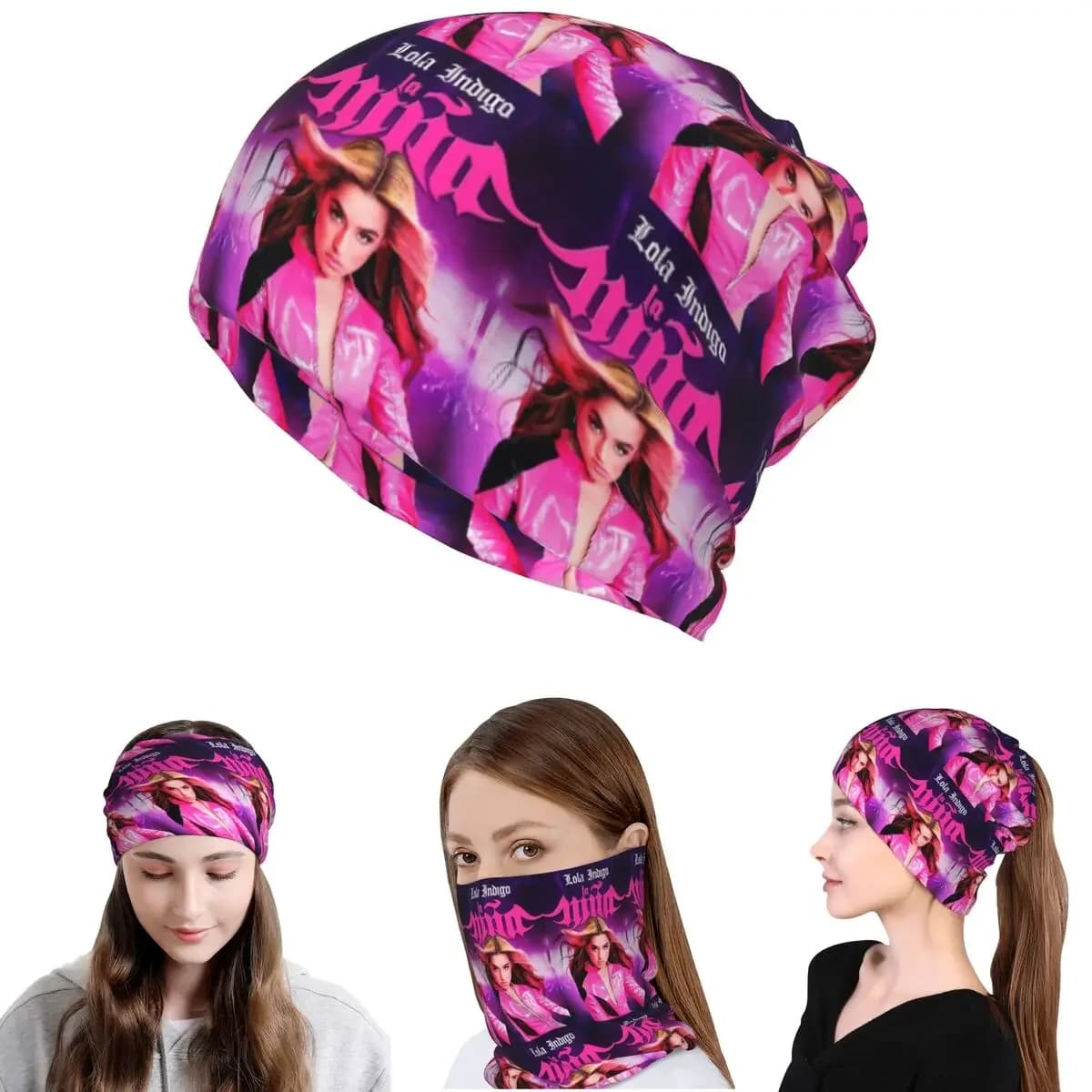 Spanish Lola Indigo Bandana Neck Gaiter Mask Scarf Multifunction Balaclava Beanies Hat Unisex Adult Breathable