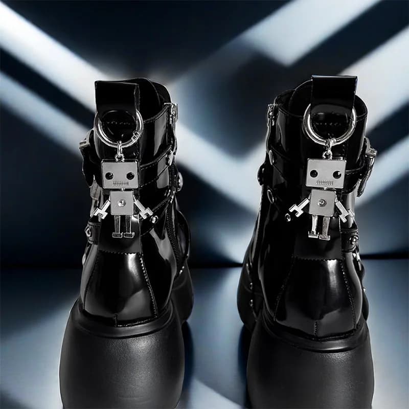 2 Pezzi Accessorio per Stivali Steampunk, Fibbia a Punta Quadrata per Scarpe Robot, Ciondolo in Metallo per Scarpe, Decorazione per Tacco Stivali, Gioielli alla Moda per Feste
