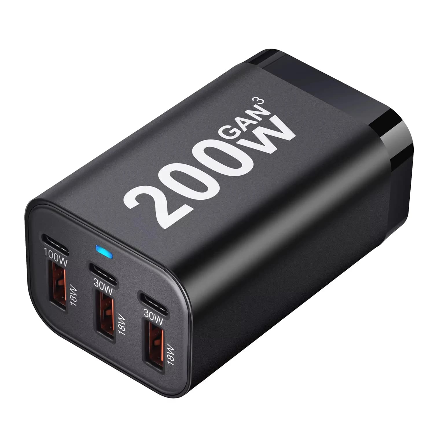 200W 6-Port USB C Fast Charging GaN Charger Power Adapter for iPhone 14/13/12 Series Samsung Galaxy S23/S22/S21 - High-Speed Des