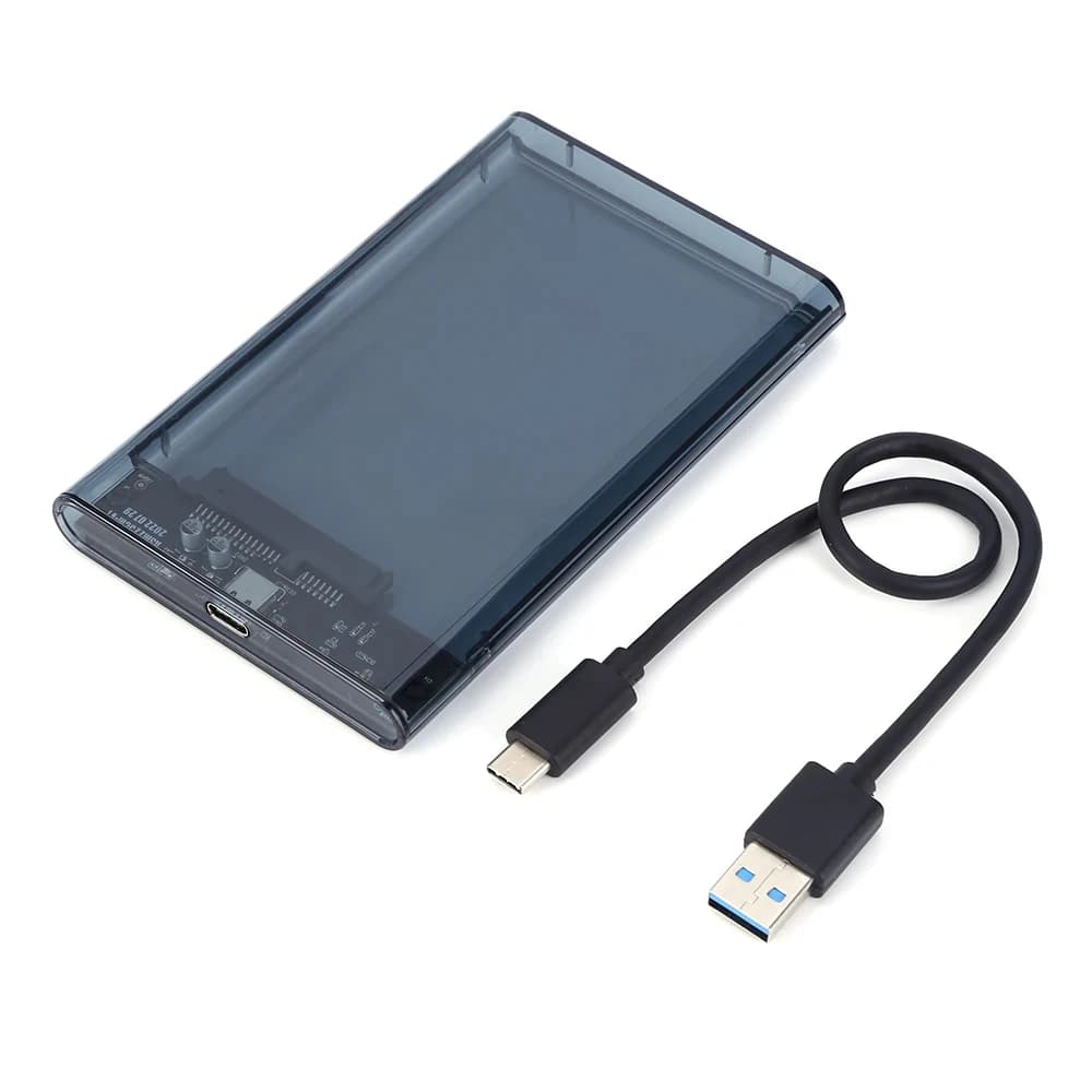 Custodia per disco rigido esterno USB 3.0 3.1 da 2,5 pollici SATA a USB 3.0 UASP Custodia per disco rigido portatile trasparente HDD trasparente senza attrezzi