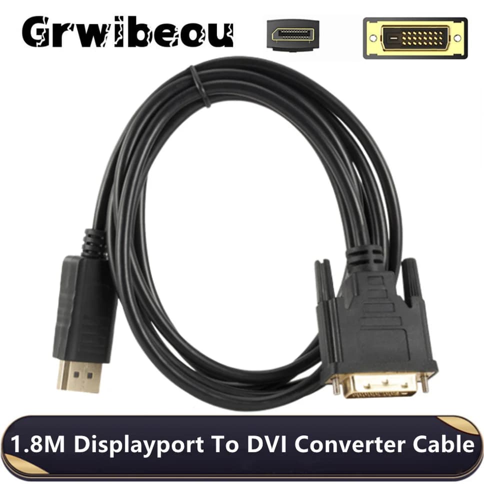Adattatore DP a DVI da 1,8 m DisplayPort 1080P Display Port a cavo DVI Convertitore adattatore da maschio a maschio per monitor e proiettori