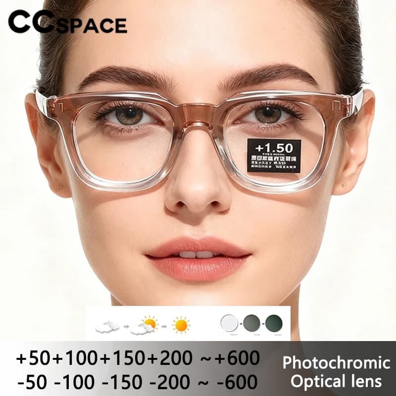 Fashionable photochromatic glasses Colorful glasses shaded glasses Blue light reading glasses for women Diopters +50 ~ +600