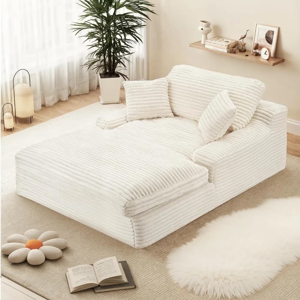 Chaise longue oversize da 71", seduta profonda 57,5'' con cuscino spesso 6", divano letto imbottito con cuscini, comodo lounge