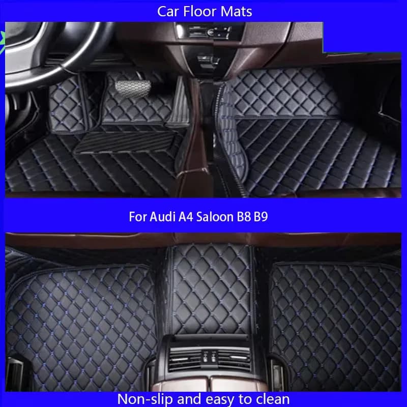 Custom Car Mats Special Waterproof and Non-slip Leather Carpet for Audi A4 Saloon B8 B9 2009-2023 Car Accessories