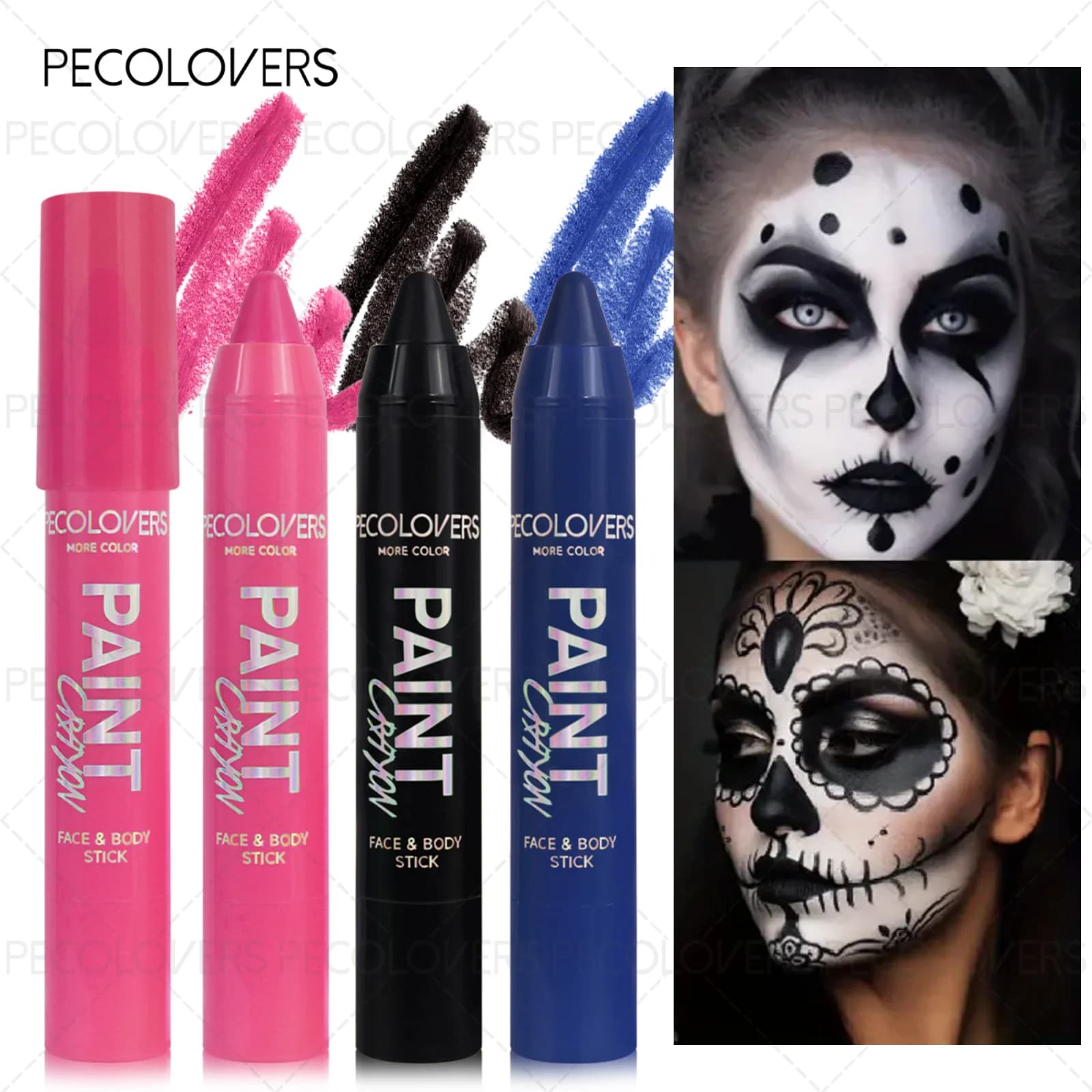 1 penna/ombra per occhi dipinta per il corpo di Halloween impermeabile, crema, facile da colorare, pigmento elevato, antimacchia, adatta per festival