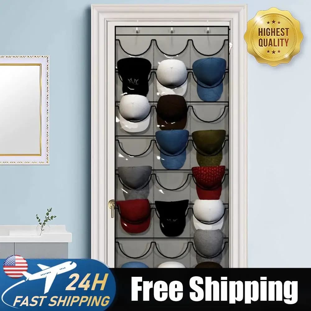 Wall organizer for shoes with 24 pockets, transparent holder to hang behind the door for shoes and slippers, for the house
