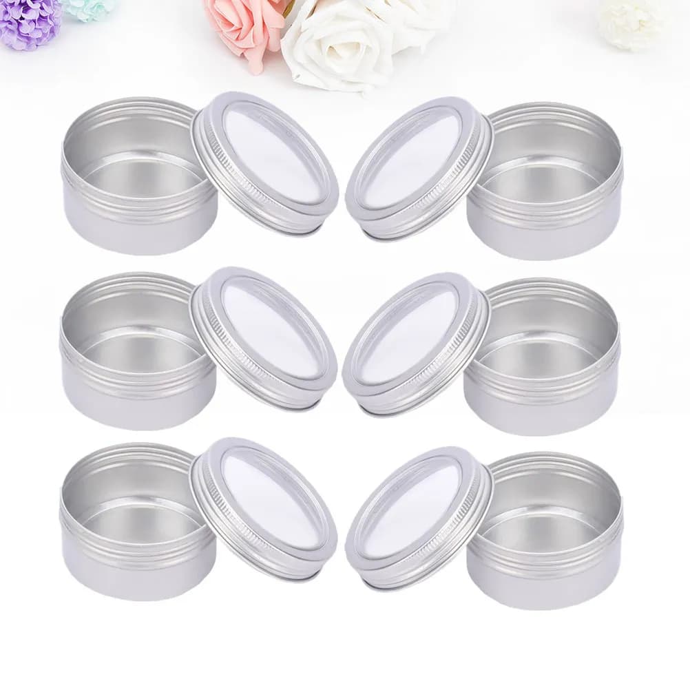 Set di 6 Mini Contenitori Portatili in Alluminio per Cosmetici, Creme, Lozioni, Unguenti, Polvere Acrilica, Campioni di Trucco da Viaggio