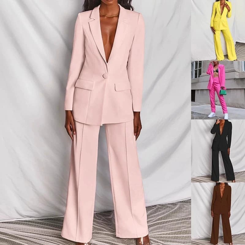 2025 nuove donne blazer due pezzi set vestito di moda abito a maniche lunghe top + pantaloni lunghi set primavera donna vestito da lavoro vestito casual