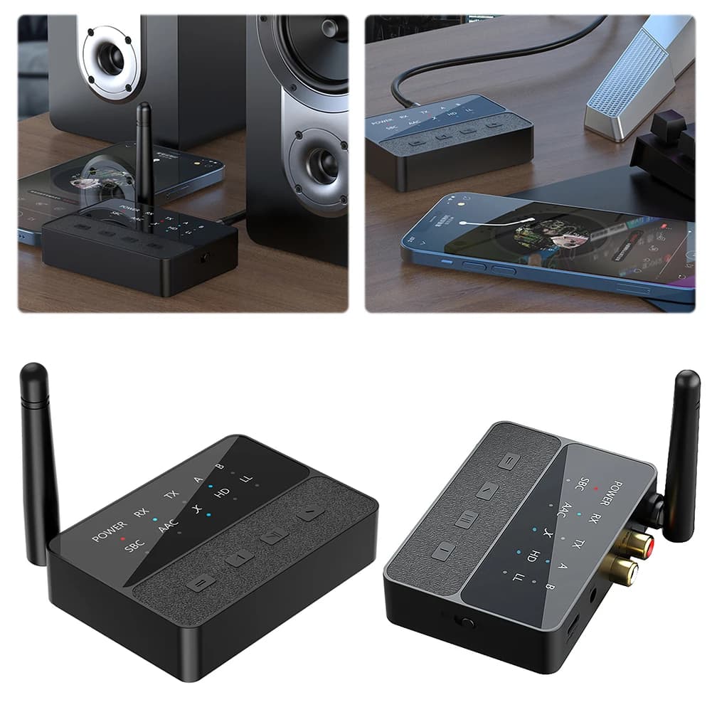 Trasmettitore ricevitore stereo wireless compatibile con Bluetooth 5.3, adattatore stereo HIFI 2 in 1, dongle audio wireless per altoparlanti, TV, PC