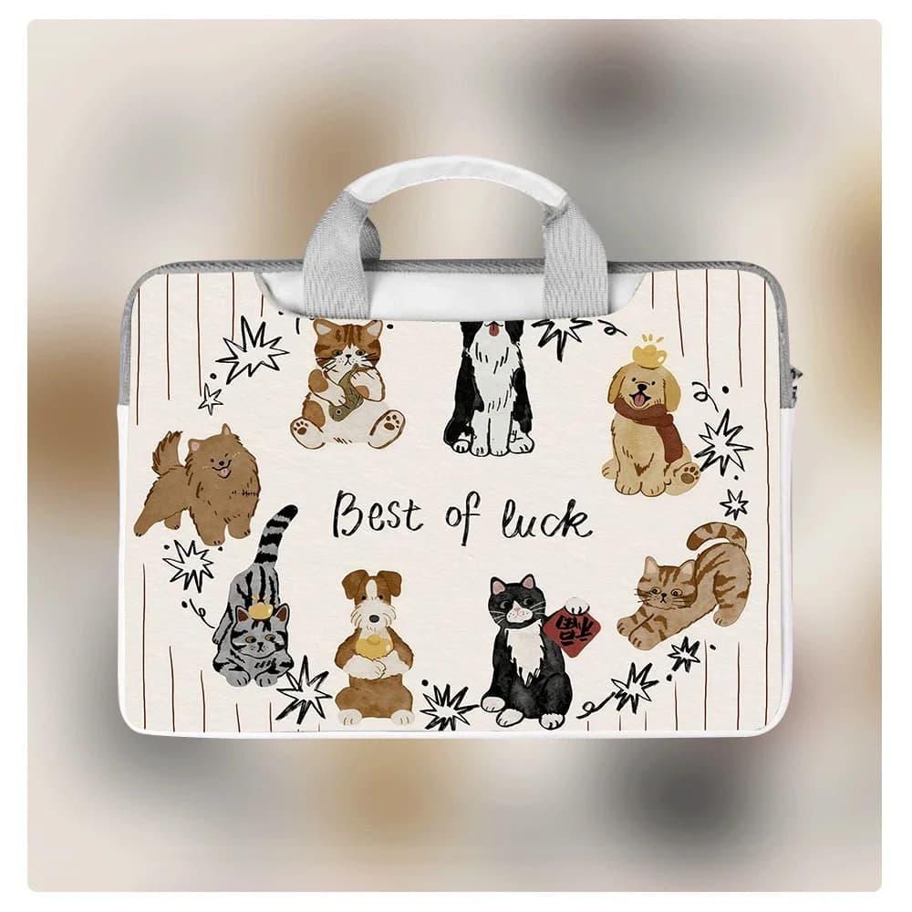 Borsa a tracolla portatile con animali dei cartoni animati, custodia protettiva per laptop per MacBook 13 14 15.6 12 pollici, MacBook Air