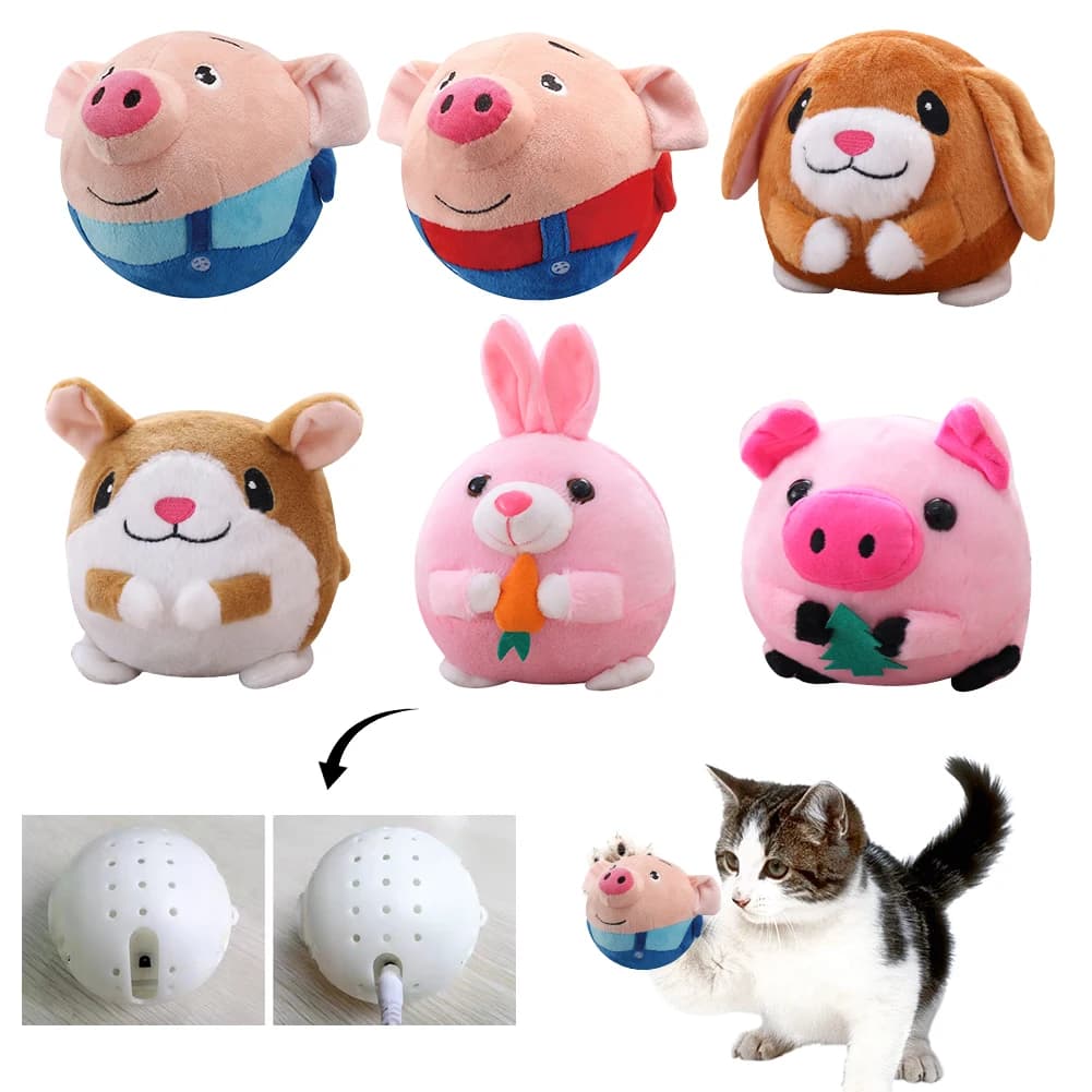 Giocattoli rimbalzanti automatici in peluche Palla rimbalzante con vibrazione musicale resistente ai morsi Masticabile autoconrante per giochi al coperto di cani