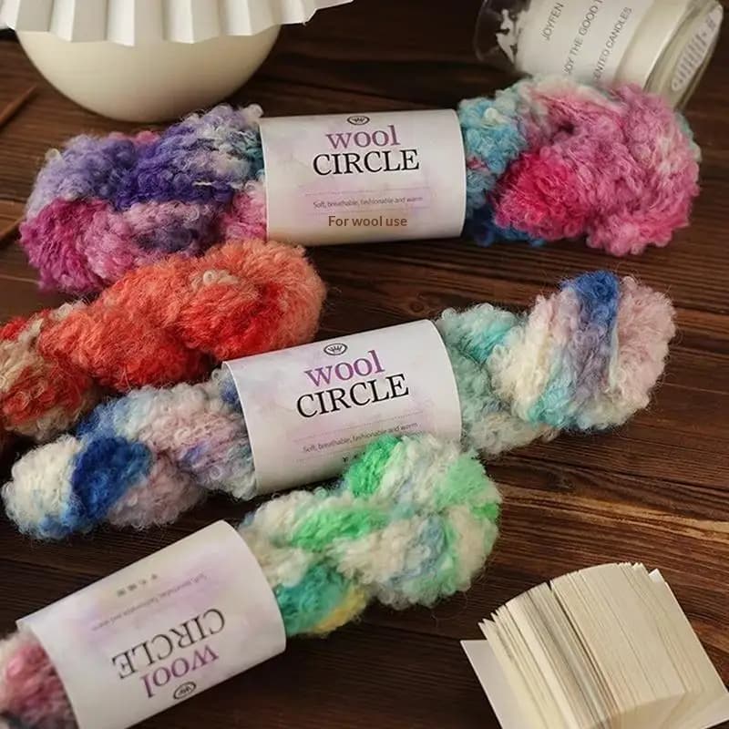 Wool Circle Solid Color Yarn, Hand Woven DIY Scarf Hat Sweater Medium Thick Merino Wool Thread, Soft And Comfortable Fluffy&