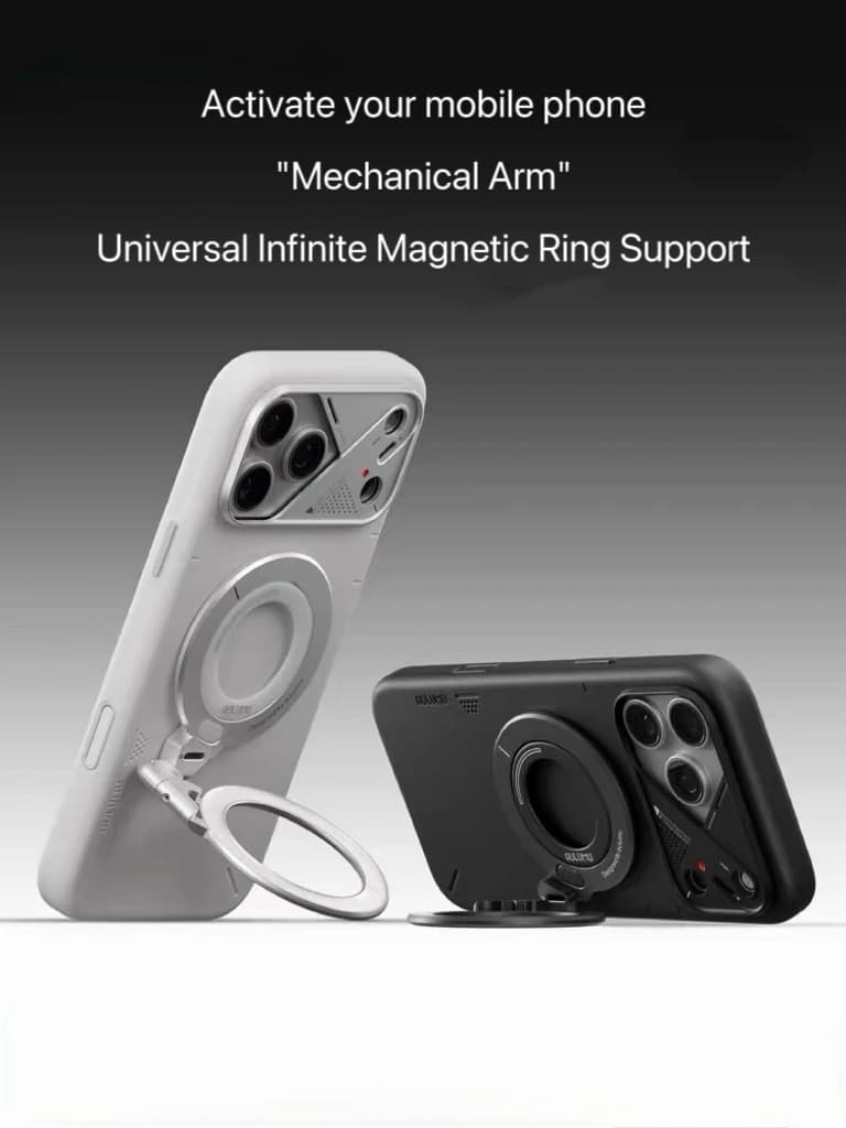 AULUMU Dual-sided Magnetic Mobile Phone Stand with 360° Rotating Function and Foldable Camera Shooting Device Ring Clip.