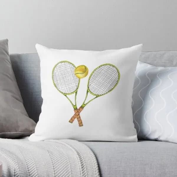 Due racchette da tennis con stampa di palline da tennis Fodera per cuscino Hotel Anime Letto Comfort in vita Cuscini morbidi non includono un lato