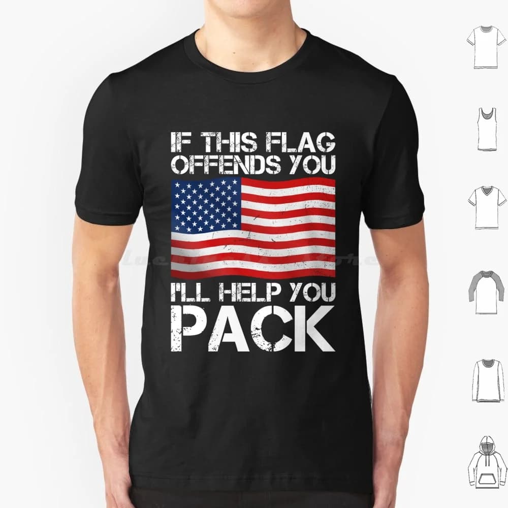 If This Flag Offends You I'll Help You Pack Bumper Stickers , Usa Flag T Shirt 6xl Cotton Cool Tee