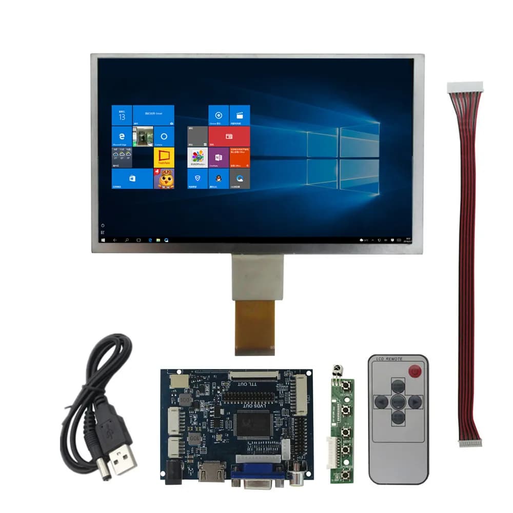 Monitor LCD TFT da 9 pollici 1024×600 + scheda driver VGA AV compatibile HDMI per schermo portatile per PC Raspberry Pi