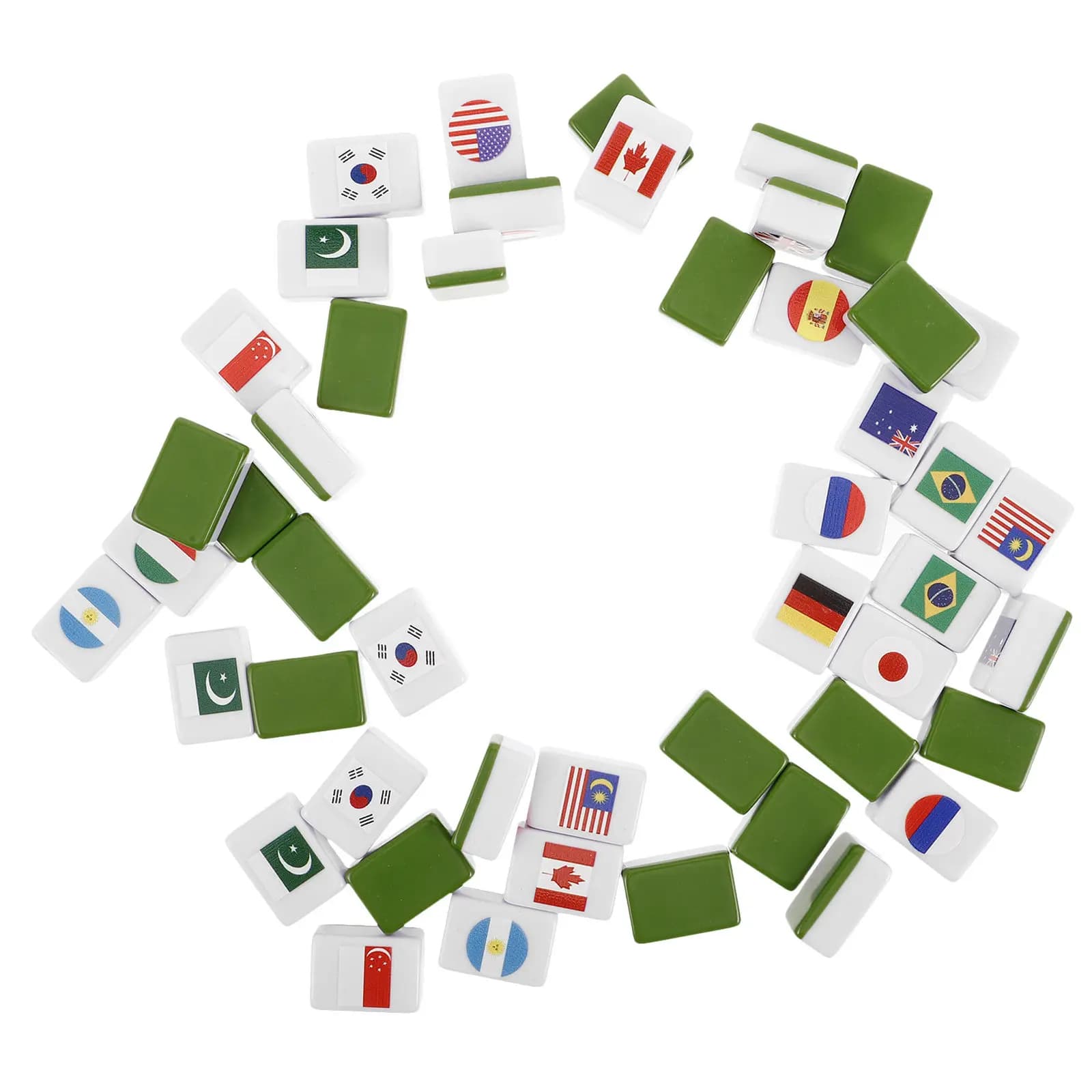 Set di 48 Tessere Mahjong con Bandiere Nazionali, Gioco per Famiglie e Feste, Blocchi Colorati, Regole Semplici, Gioco di Incastro Tessere per il Tempo Libero e le Vacanze