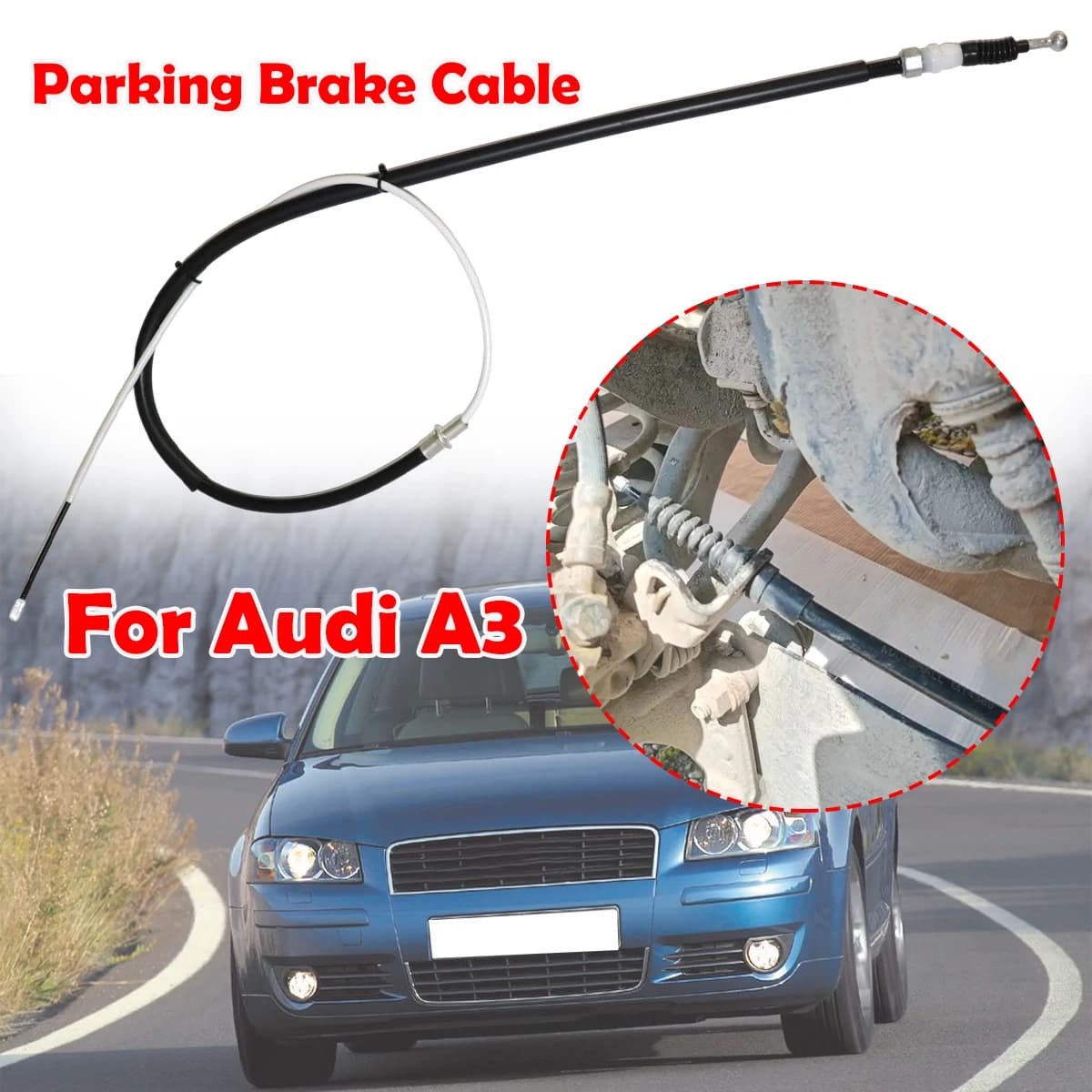 Rear Left Right Parking Brake Cables For Audi A3 Sportback 8P1 Handbrake Stainless Anti Rust Direct Repair Part Bonus Zip Ties
