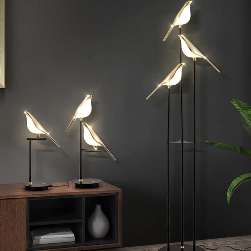 Gazza Bird Table Light Standing Desk LED Fixtures lampada da terra per camera da letto comodino Home Decor Modern Indoor Lighting apparecchio