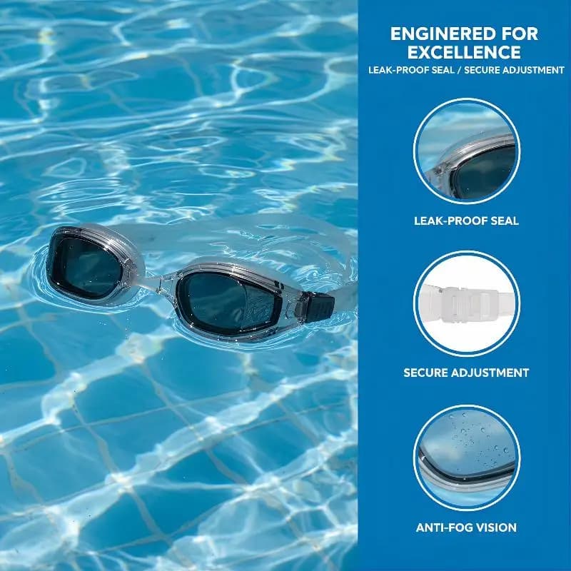 Adult Swimming Goggles Anti-Fog - Waterproof Silicone Swim Glasses UV Protection for Men and Women Pool Training and Diving