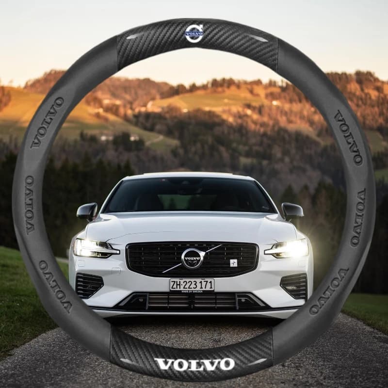 Coprivolante per auto in pelle nera in fibra di carbonio per Volvo XC40 XC60 XC90 S40 S60 S80 S90 V40 V60 V70 V90 C70 Accessori auto