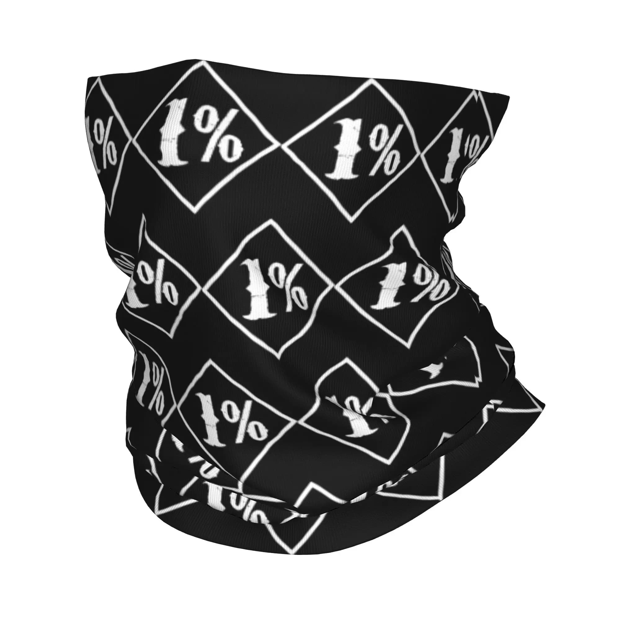 Bandana One Percenter 1% with Motorcycle Club Biker print, multifunctional face scarf, cycling mask, unisex, for adults, washable