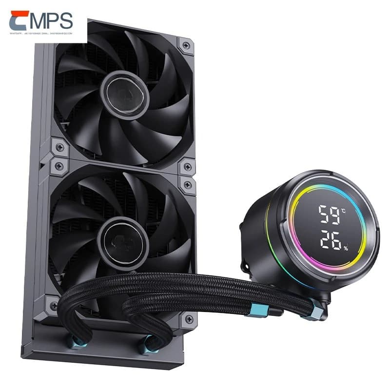 Ventola di raffreddamento per CPU liquida da 240 mm Nuovo arrivo Raffreddamento ad acqua Display LCD per PC Dispositivo di raffreddamento digitale senza LED