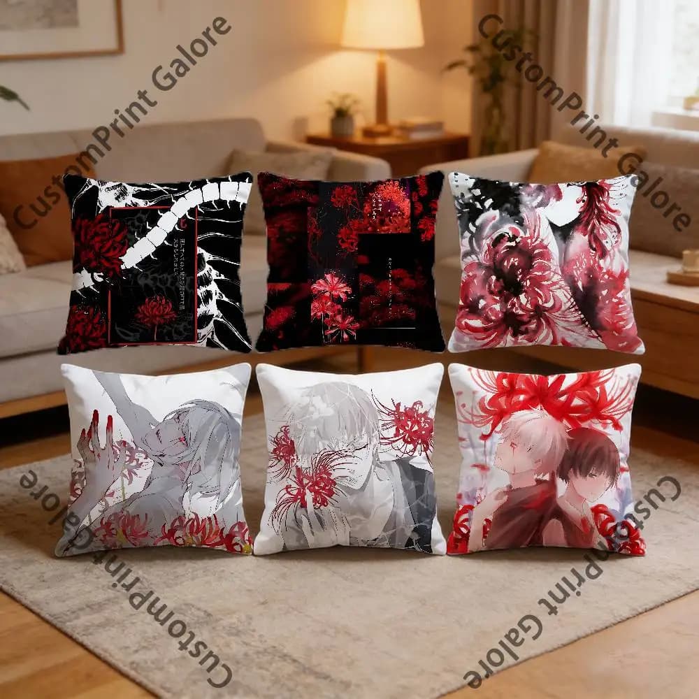 Federe per cuscini Red Spider Lily per camera da letto, soggiorno, divano, decorazioni per la casa, fodera per cuscino in poliestere con cerniera