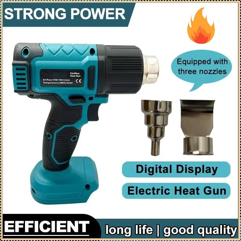 Pistola Termica Senza Fili, Pistola ad Aria Calda Industriale Portatile, Temperatura Regolabile, Compatibile con Batteria 18V