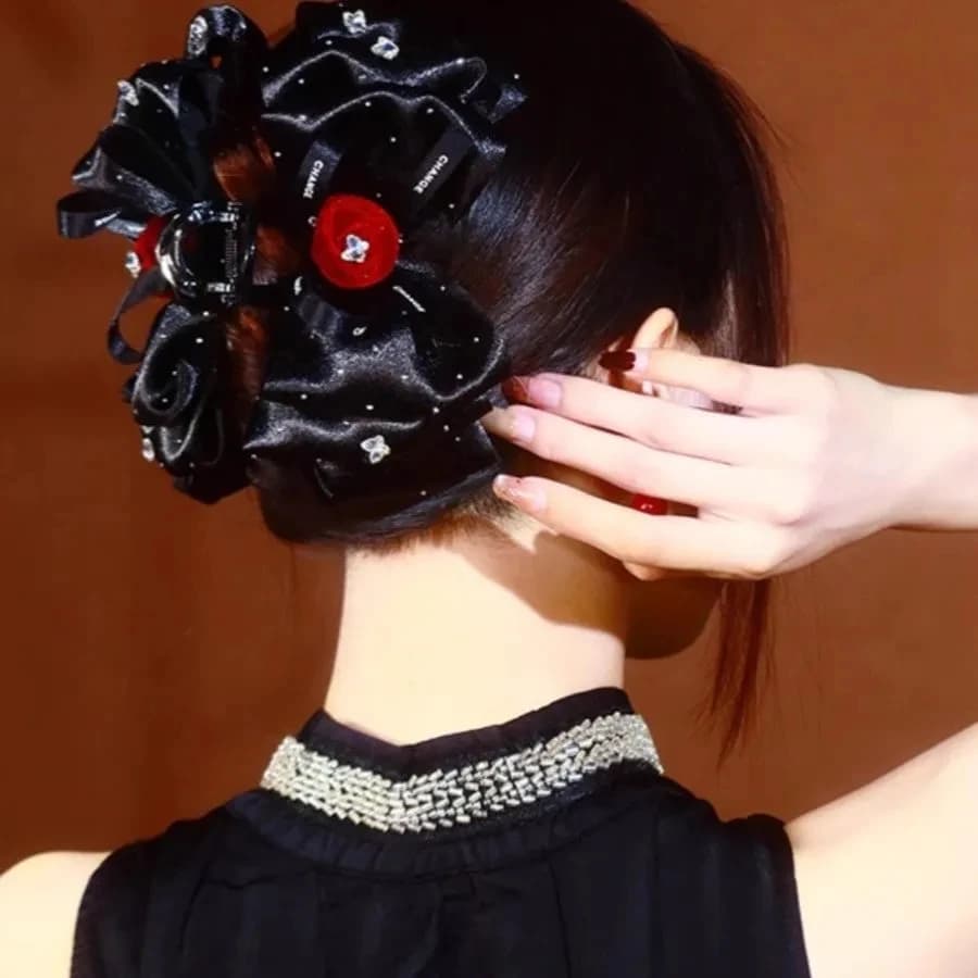Grande fiocco maglia tornante temperamento donne eleganti capelli artiglio Clip principessa copricapo moda afferrare Clip accessori per capelli femminili