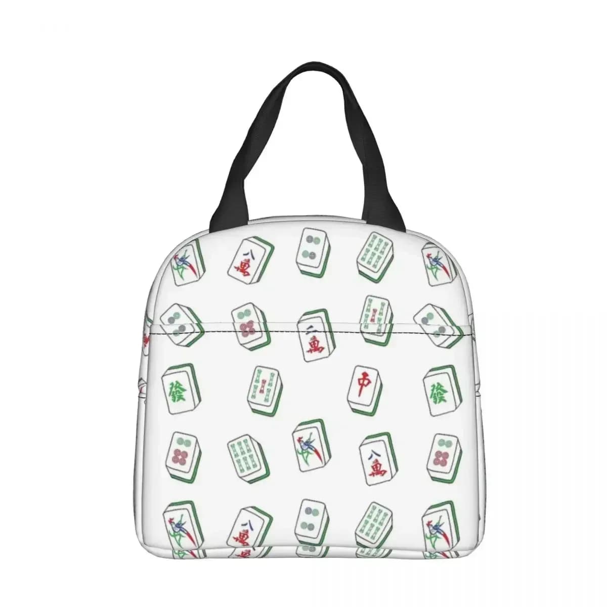 Mahjong Tiles Insulated Lunch Bag Large Mah Jong Reusable Cooler Bag Lunch Box Tote Beach Outdoor Men Women