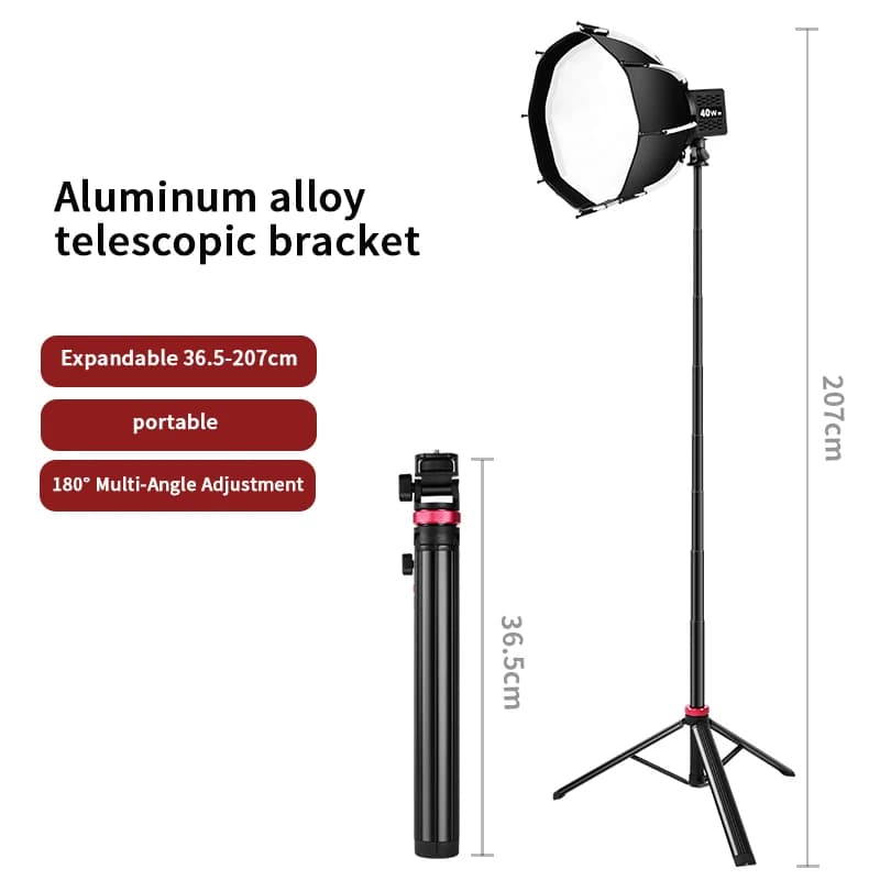 Extendable Aluminum Tripod Portable Adjustable Light Stand with 1/4 Screws Head Camera Phone Tripod Lightweight for Traveling