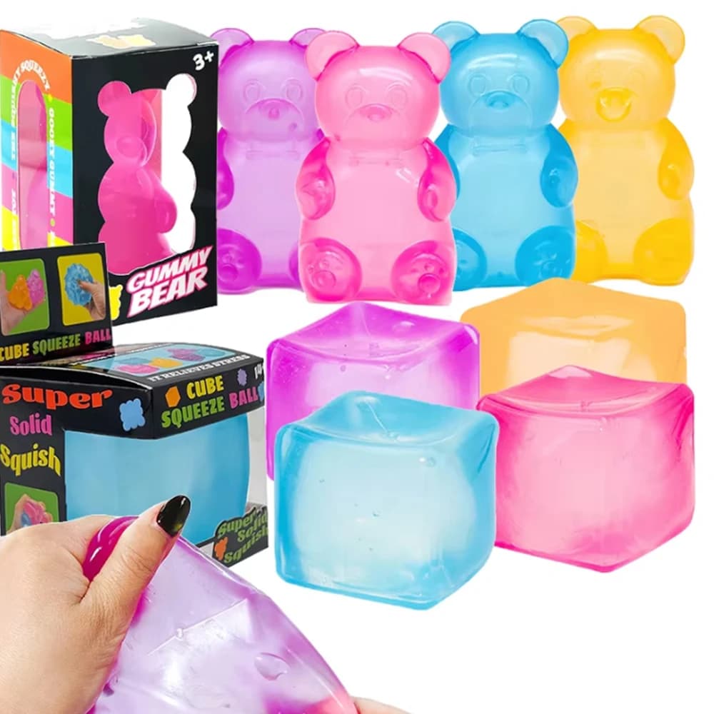 Cute Bear Nee Doh Maltose Squeeze Toy Dough Colorful Sensory Toy Creative New Item Desk Decoration Stress Relief Doll..