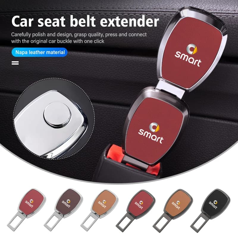 For Smart 1/2Pcs Car Logo Seat Belt Clip Extender Safety Seatbelt Lock Buckle Plug Fortwo Forfour 451 453 450 452 454 Roadster