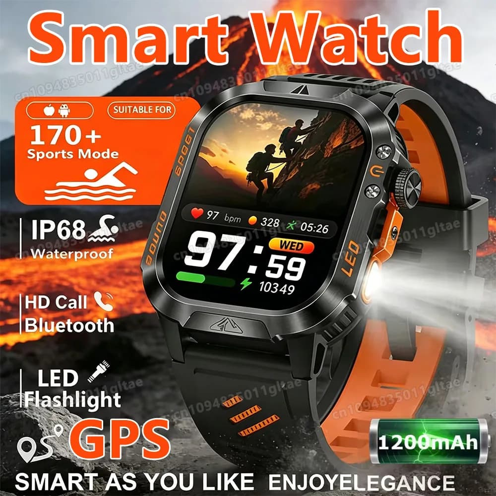 Nuovo Smartwatch Militare 2026 per Uomo, Schermo AMOLED da 1,96'', Impermeabile 5ATM, Tracker Fitness con 100+ Sport, Chiamate BT, Smartwatch HW12
