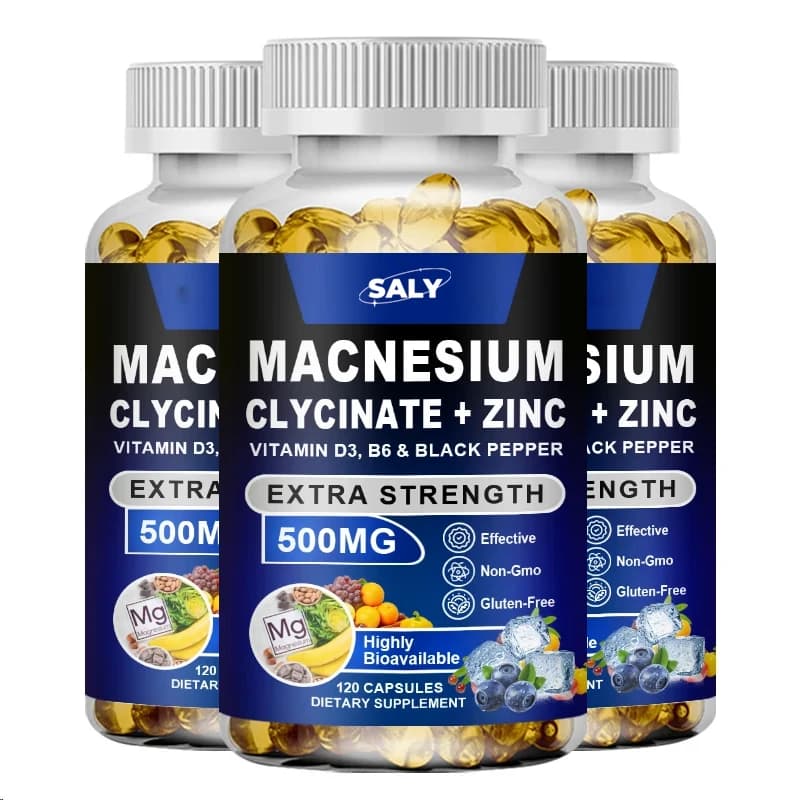 Magnesium glycinate and Zinc 500mg - Chelate supplement - With Vitamin D3 and B6 - Support for Sleep, Muscles and Heart