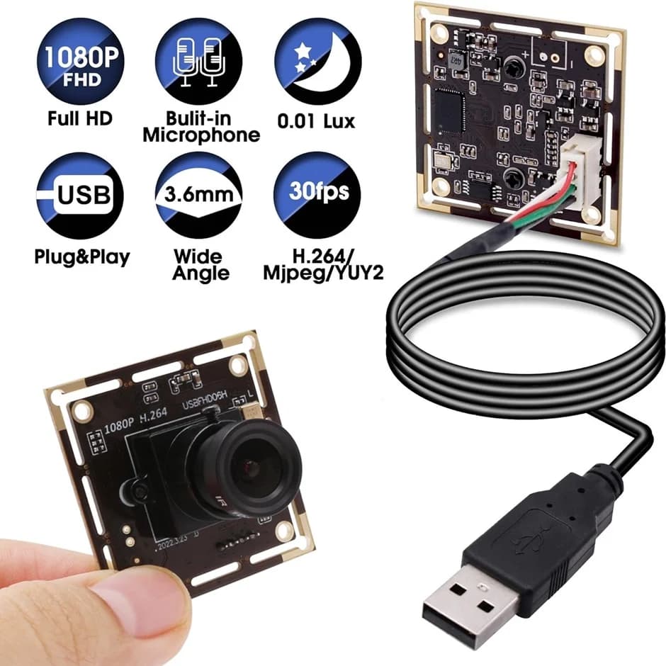 ELP 2MP 1080P Mini USB Camera Module 0.01LUX microfono Audio a bassa illuminazione IMX323 H.264 CCTV USB Webcam Security Industrial
