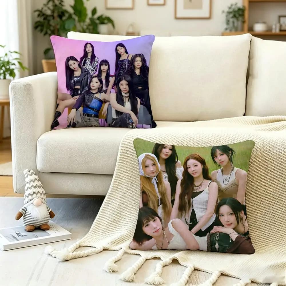 Pop Singer P-PURPLE-KISS Cushion Cover Anti-dustmite Pillowcase Invisible zipper silky short plush Sofa cushion cover