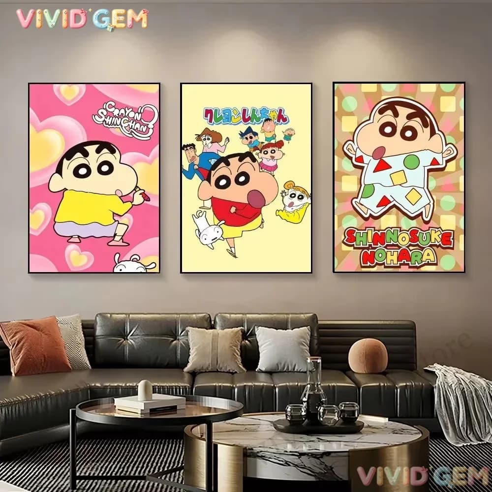 VIVID GEM Kawaii DIY Crayon Shin-chan Japanese Diamond Painting Kit Full Drill Mosaic Craft Beginners Living Room Ornament Gif