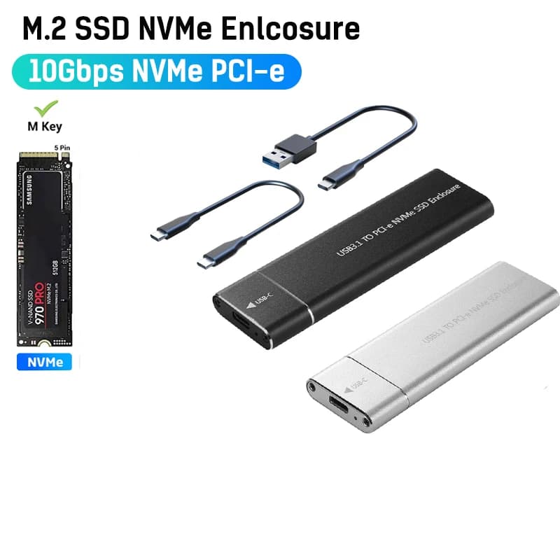 Adattatore per custodia SSD M.2 NVMe 10gbps USB C 3.1 Gen2 custodia NVMe custodia esterna lettore NVMe per Samsung 980 970/ Intel/ADATA