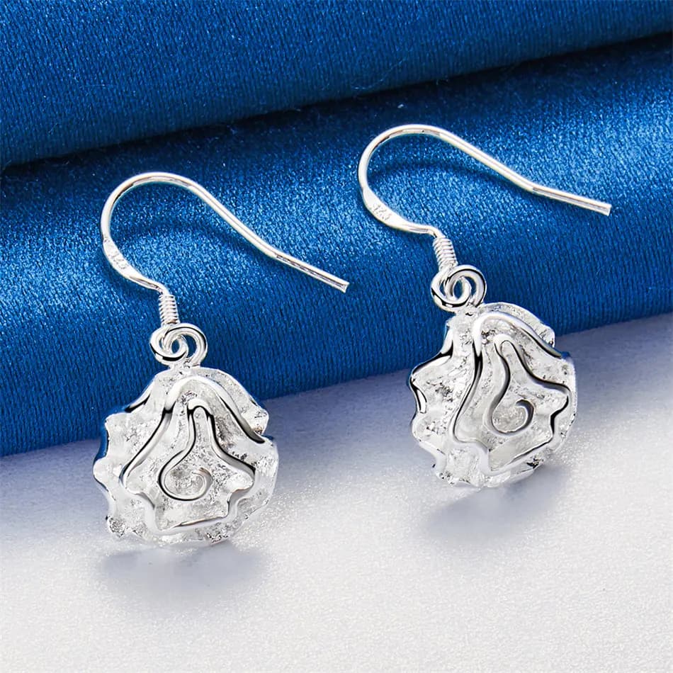 Brand new 925 sterling silver 28MM exquisite rose earrings for women fashion accessories elegant party wedding jewelry