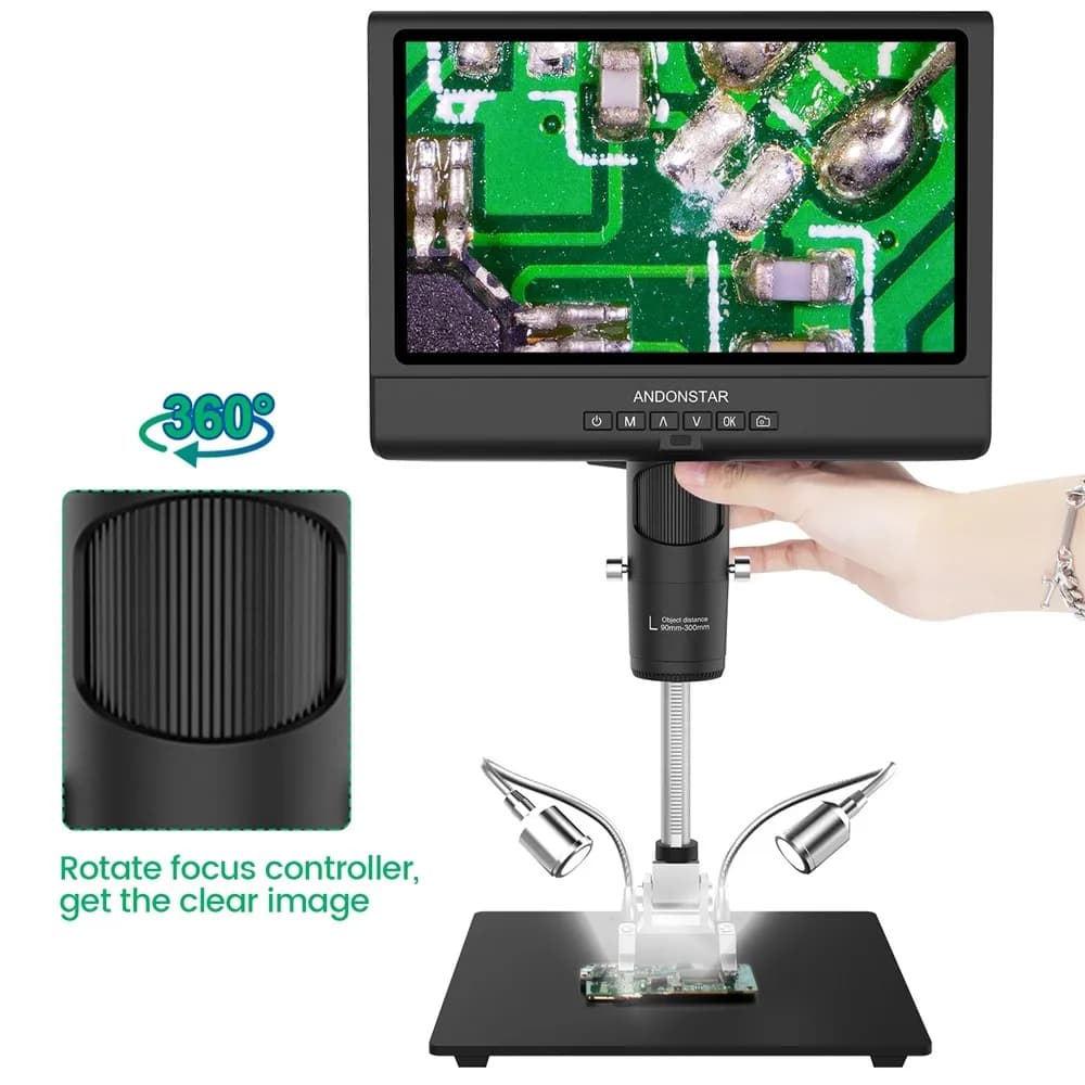 Andonstar AD209 Microscopio digitale con schermo LCD da 10 pollici per riparazione di telefoni, arti e mestieri/miniaturizzato