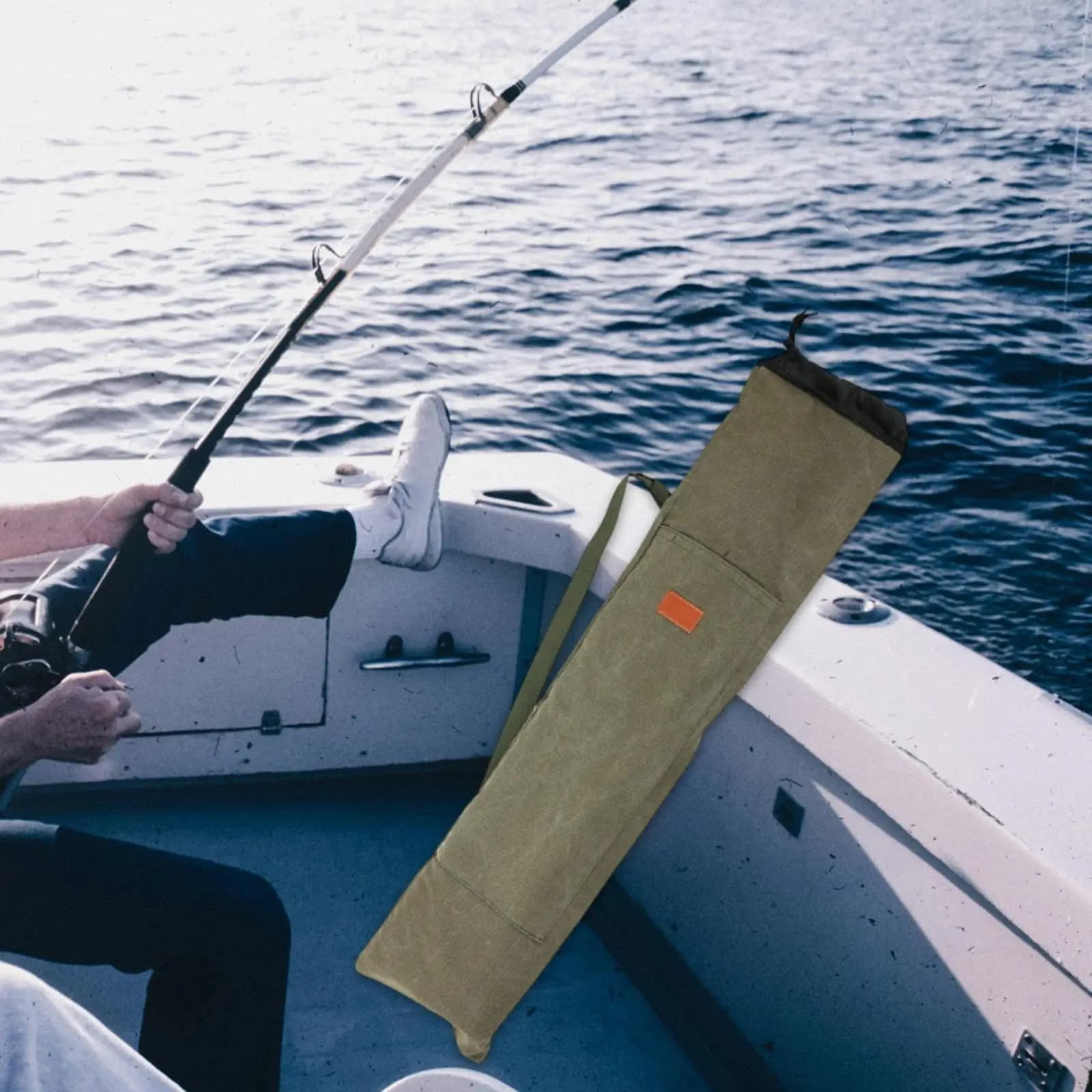Borsa Portacanna da Pesca in Tela, Custodia Protettiva per Attrezzatura da Pesca con Coulisse, Ideale per il Tempo Libero in Riva al Fiume