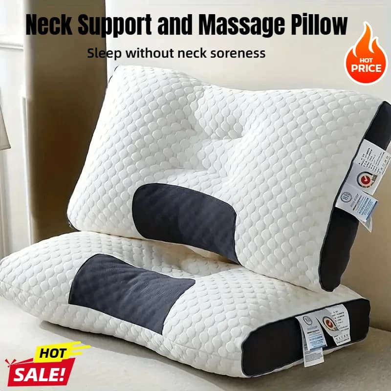 Cuscino Ergonomico per Massaggio SPA a Nido d'Ape 3D, Supporto Cervicale in Cotone Lavorato a Maglia Bicolore, Non Collassabile, per Casa