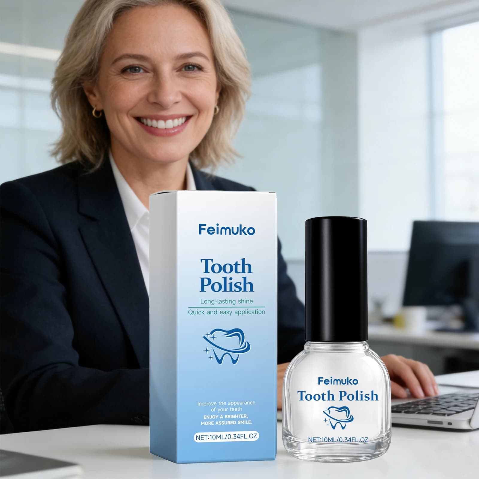 Whitening paint for teeth, cleans the surface of the teeth, removes the stains of coffee, tea and smoke, illuminates the smile, restores gloss, whitening for teeth, polishing.