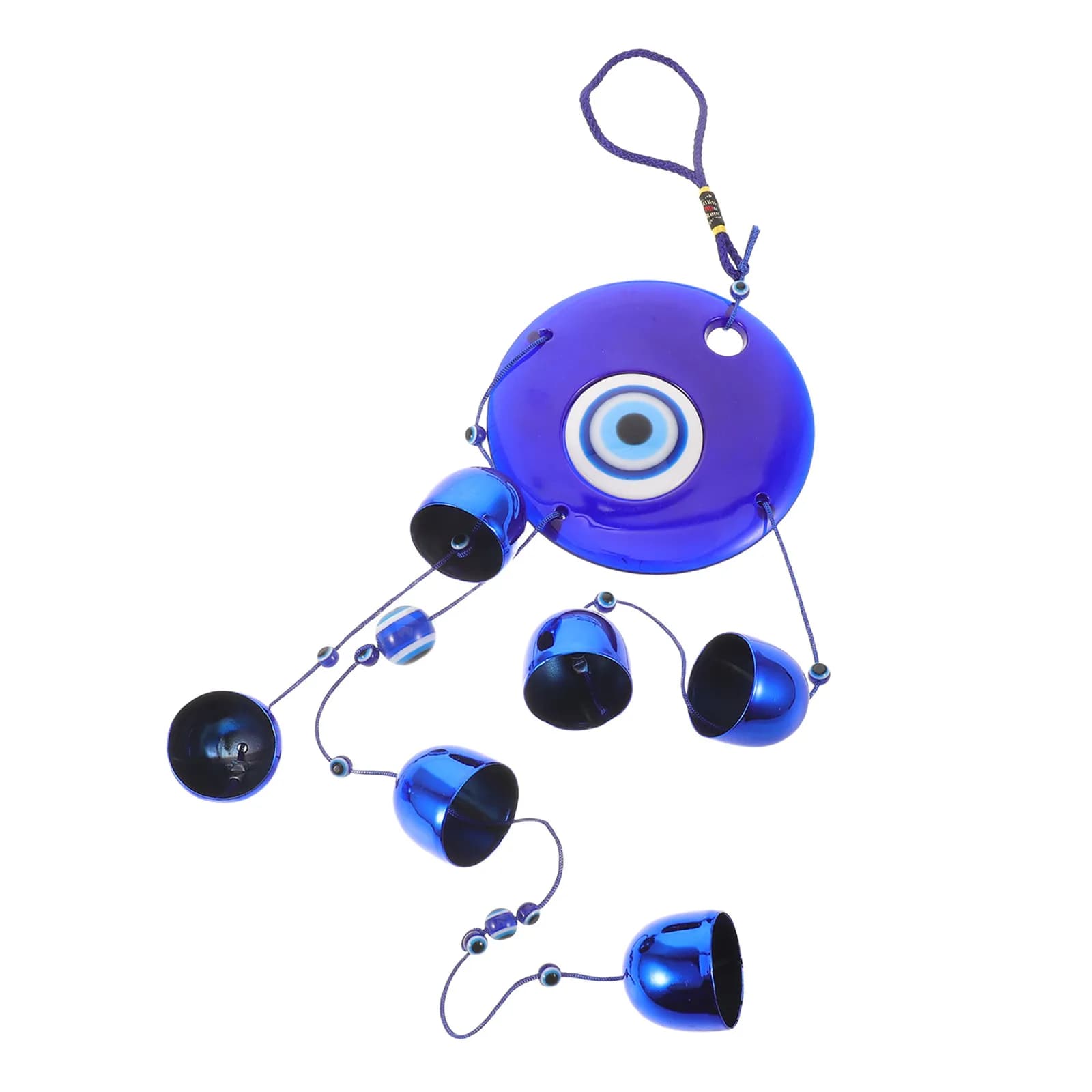 Blue Evil Eye Wind Chime Metal Bell Hanging Ornament Turkish Protection Good Luck Hanging Decor Wind Chimes for Door Porch