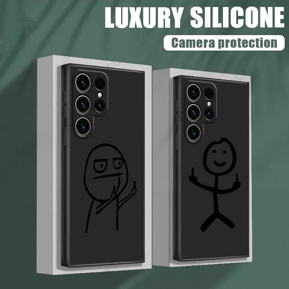 Cover per telefono con Stickman che fa il medio dito, simpatico personaggio, per Samsung Galaxy S26 Ultra, S25 FE, S24, S23, S21 Ultra, S20 FE, S22, S26 Plus