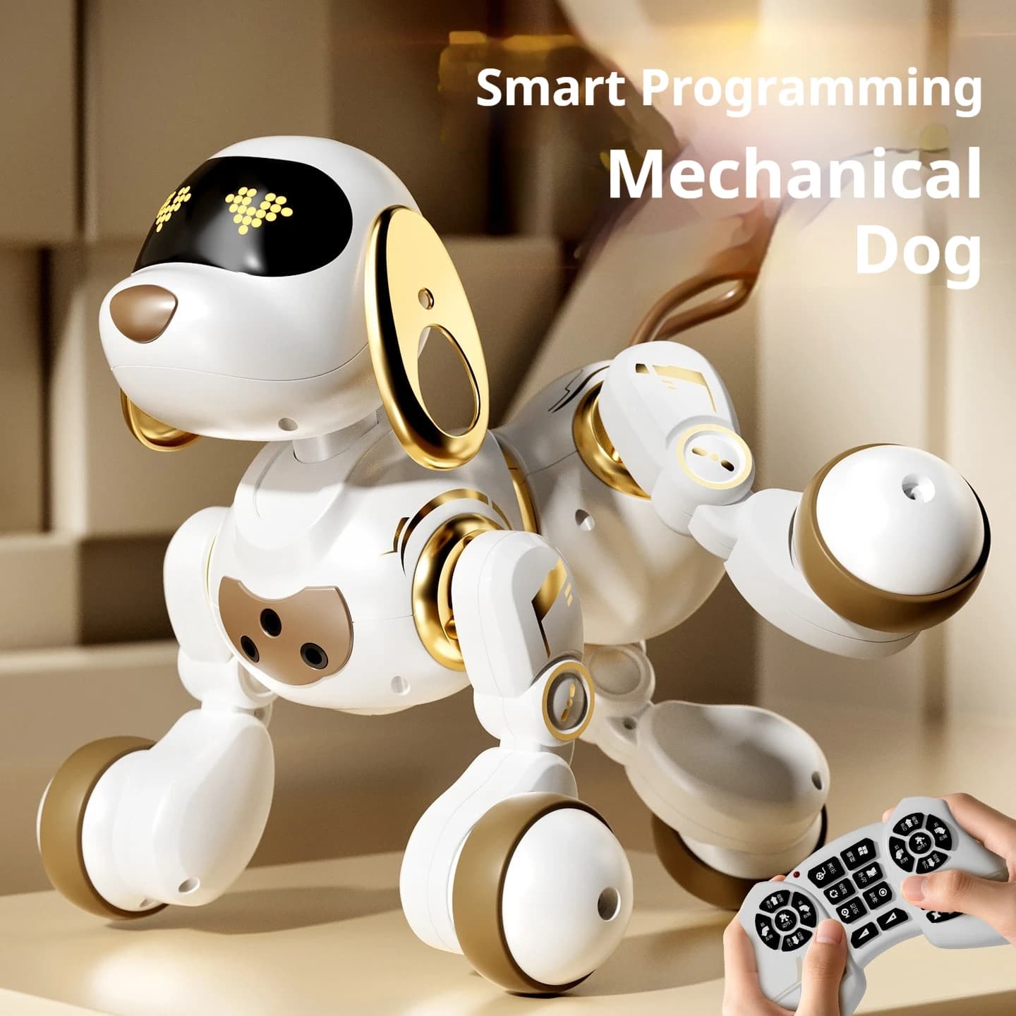 Cane Robotico Intelligente Programmabile AI con Telecomando, Robot Elettronico Danzante, Giocattolo Interattivo Intelligente, Regalo di Compleanno e Festività